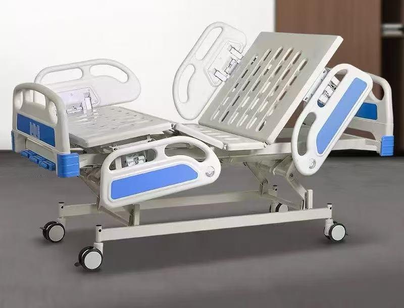 3 crank manual hospital bed with ABS guardrails tuck away design