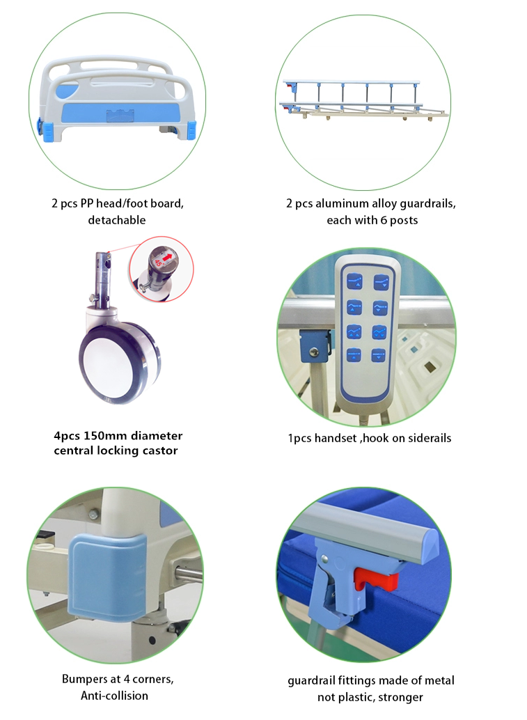 3 function electric hospital bed accessores feature