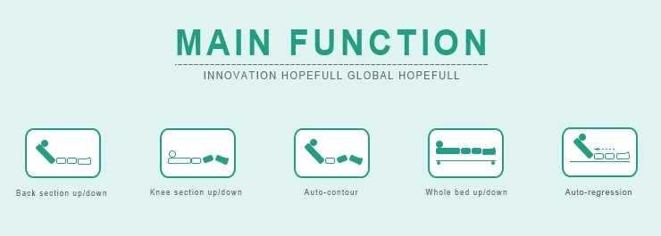 3 function electric hospital bed adjustment position feature