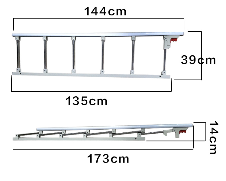 aluminium hospital bed side rails full length