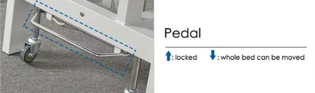 castor design-up for locking, down for moving