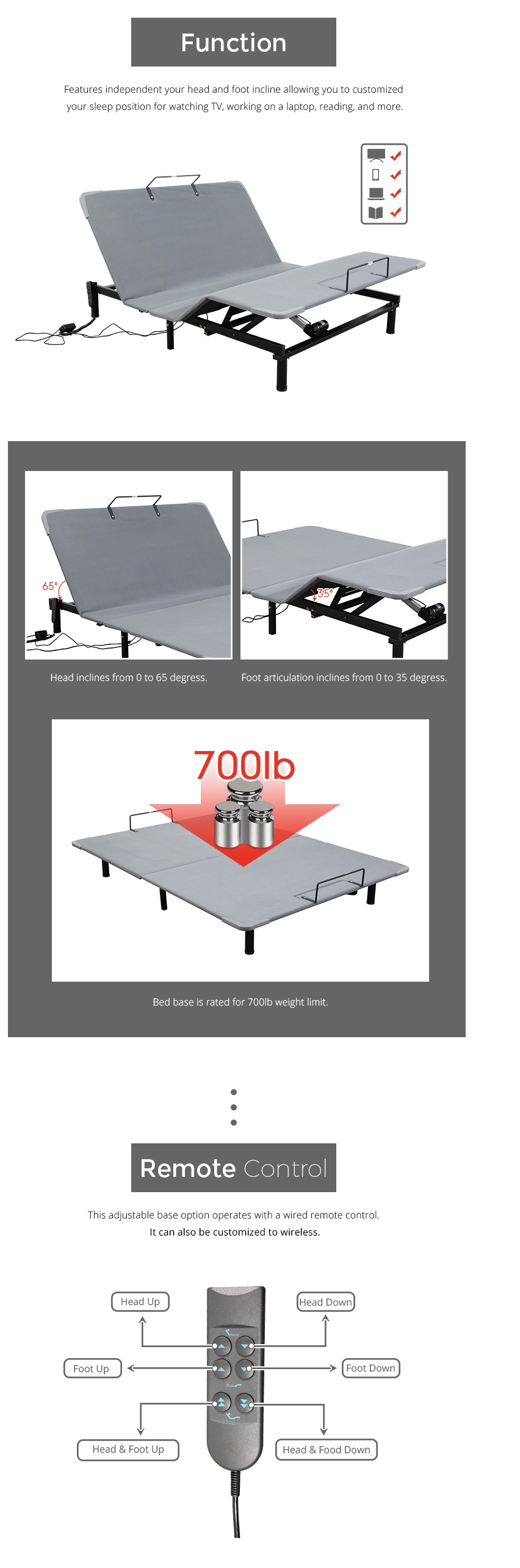 electrical adjustable bed features