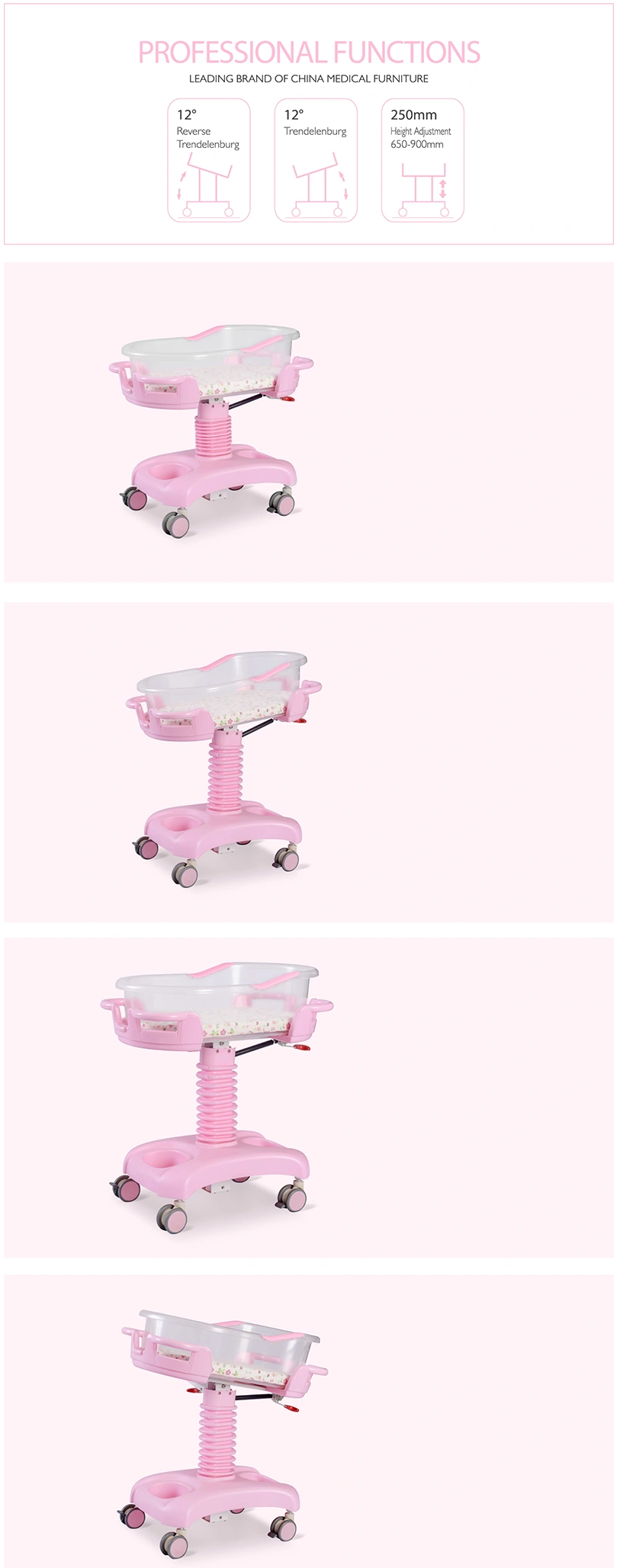 hospital infant crib positions adjustable