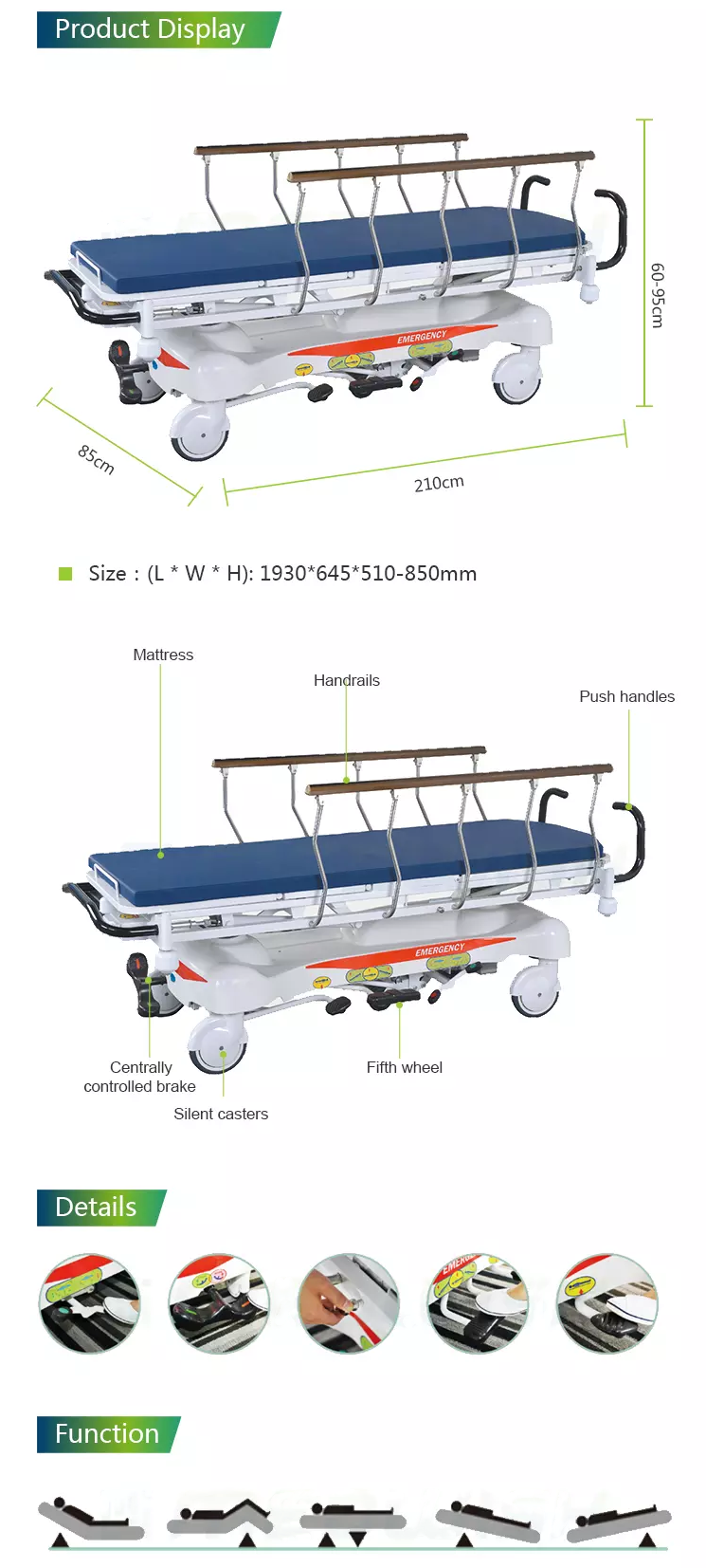 hospital transport stretcher features