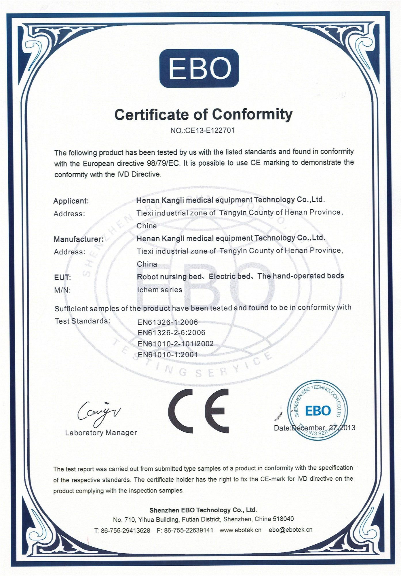 medicare hospital bed ce certificate