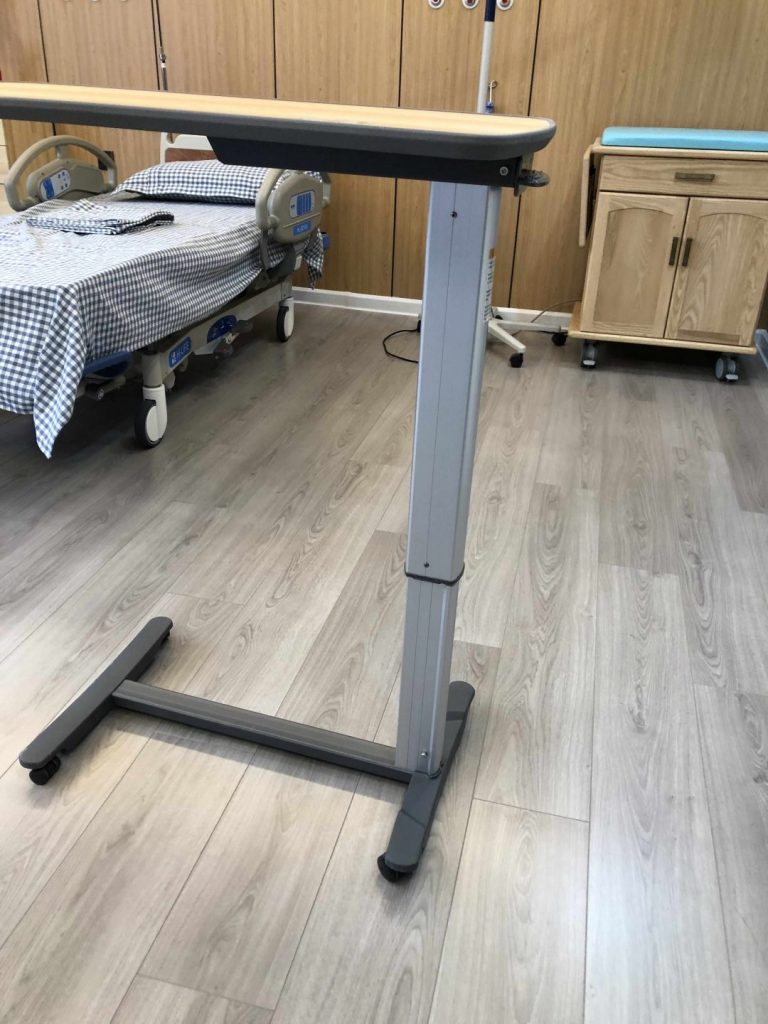 Adjustable Hospital Overbed Table with Easy Mobility and Stable Design